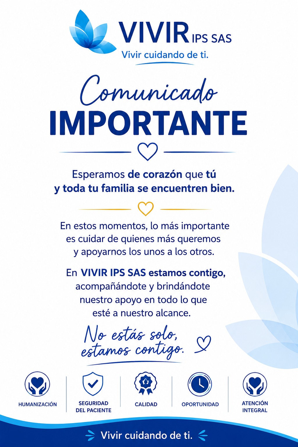 Comunicado 01 - Vivir IPS